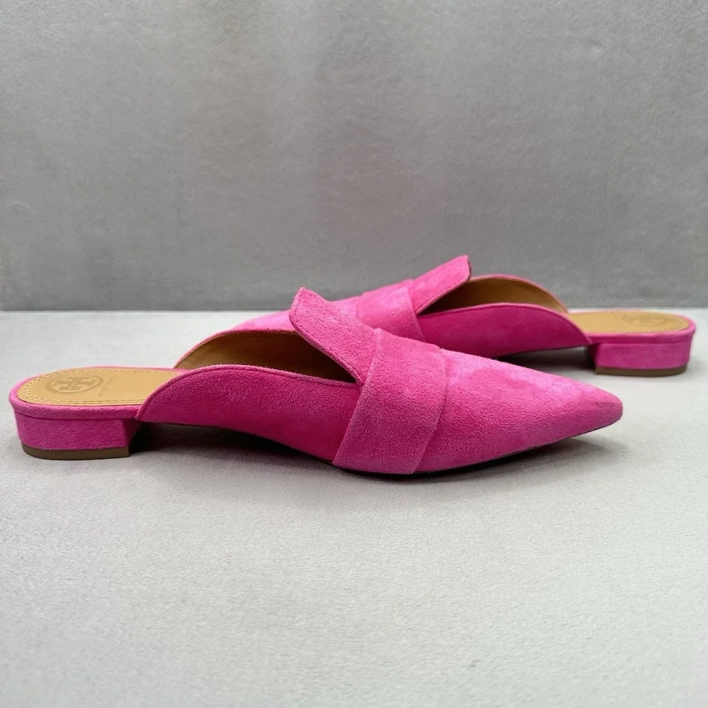 Tory Burch Rosalind Womens Size 9.5 (M) Mule Crazy Pink Lancaster Suede 20mm